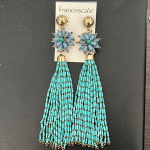 Francesca long linear turquoise earrings. NWT